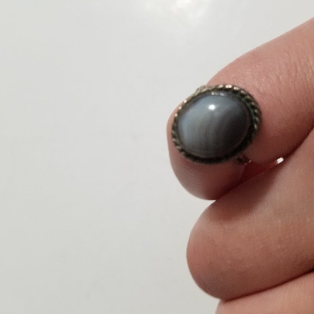 Vintage Oval Adirondack Agate Gemstone Pinky Ring